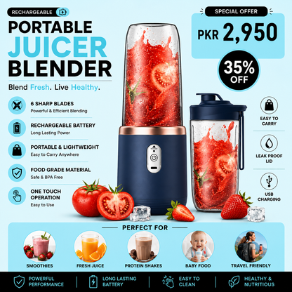 2-in-1 Portable Rechargeable Juicer Bottle – USB Electric Blender