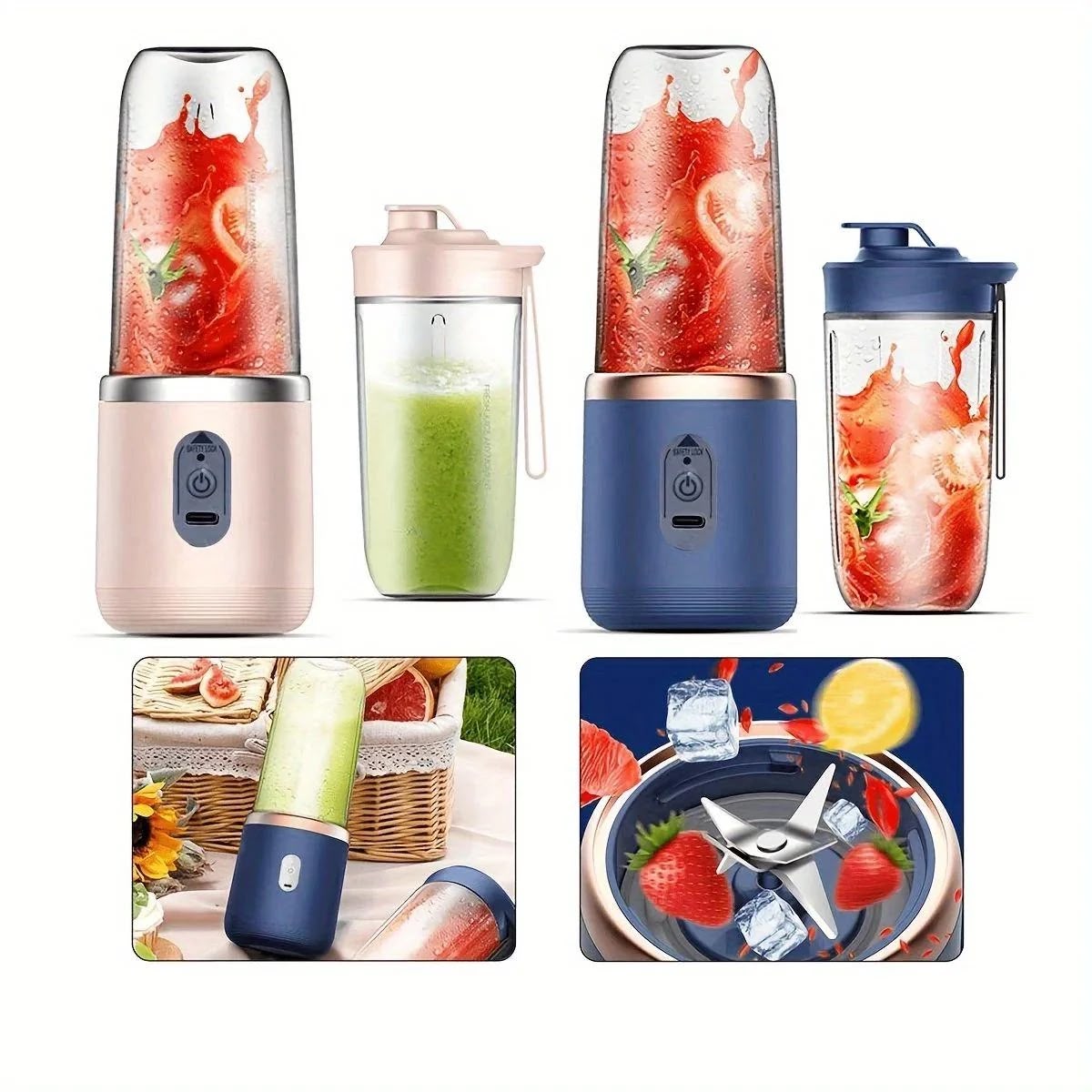 2-in-1 Portable Rechargeable Juicer Bottle – USB Electric Blender