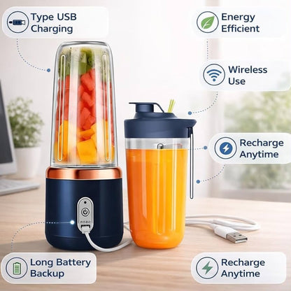 2-in-1 Portable Rechargeable Juicer Bottle – USB Electric Blender